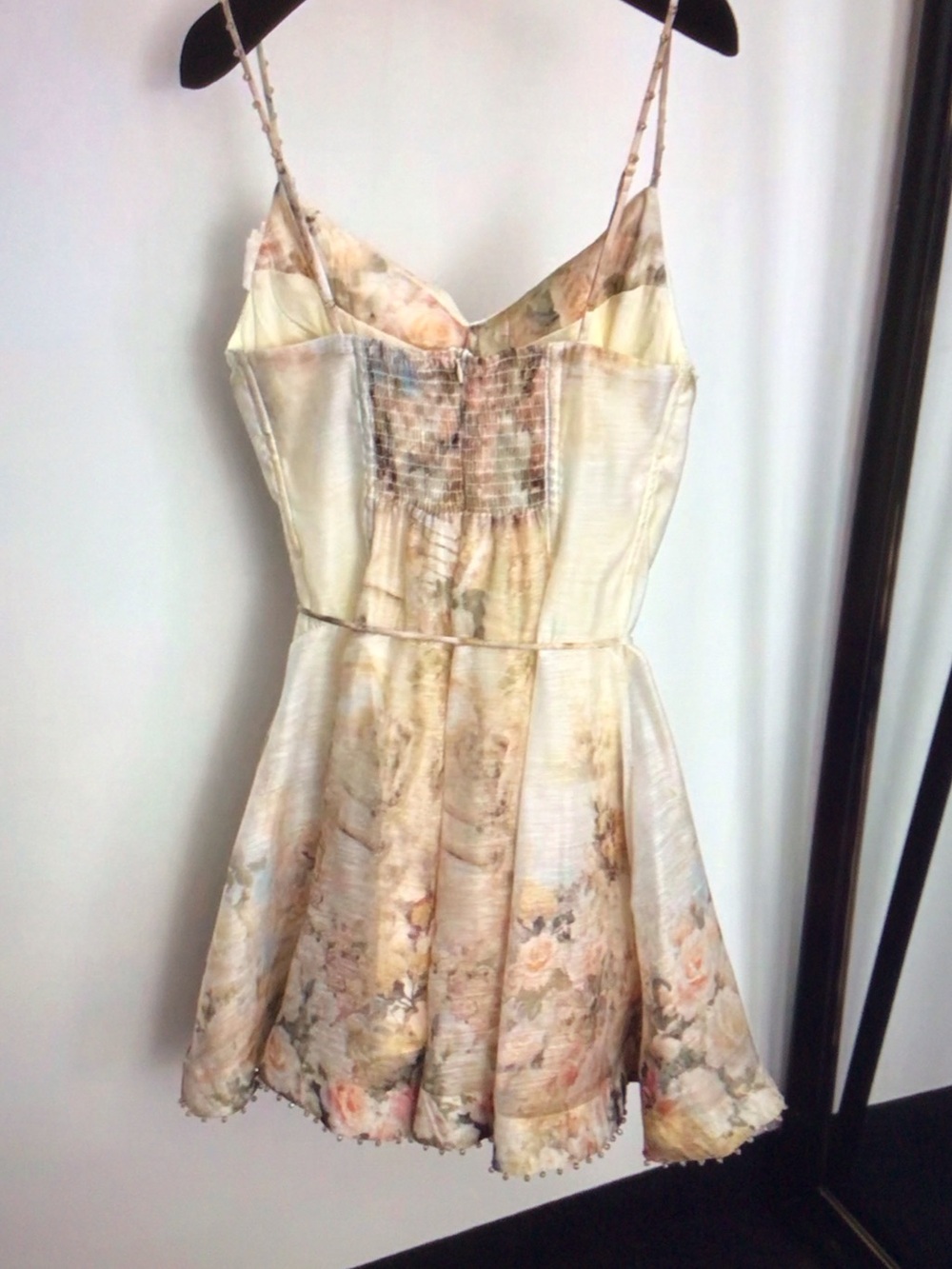 Zimmermann Cream and Blush Floral Cutout Mini Dress - Picture 8 of 10